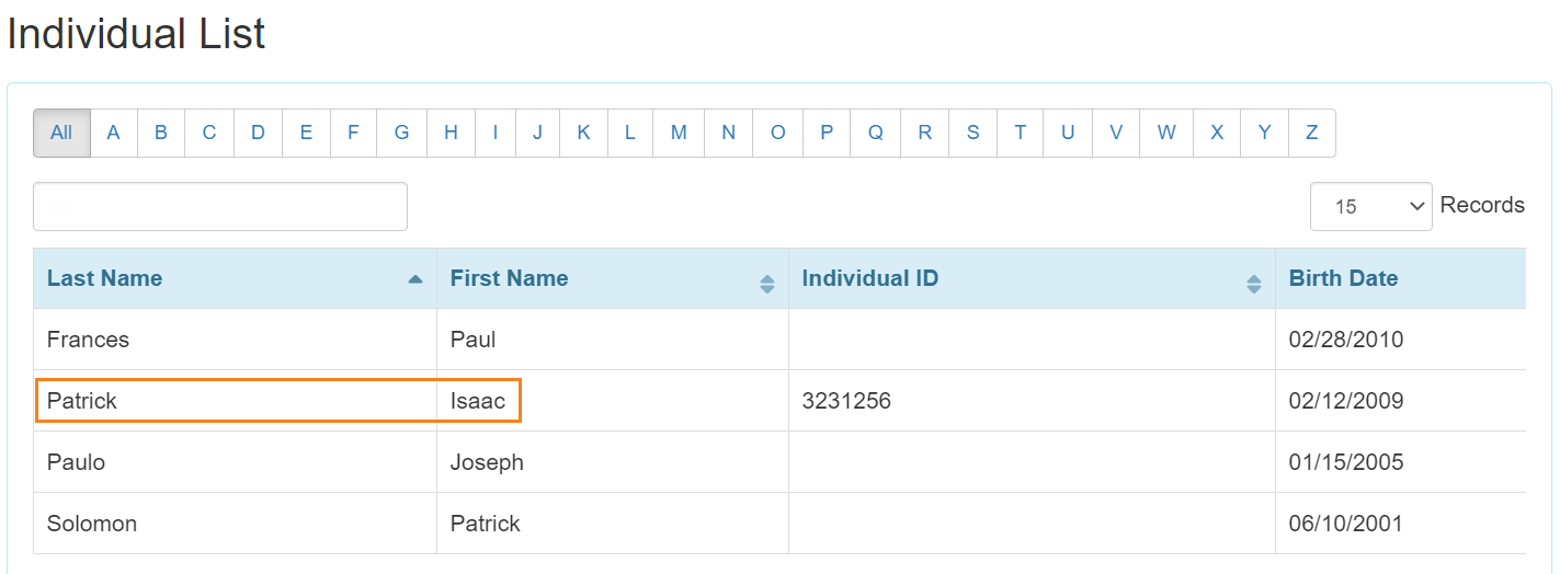 Case Note Individual List